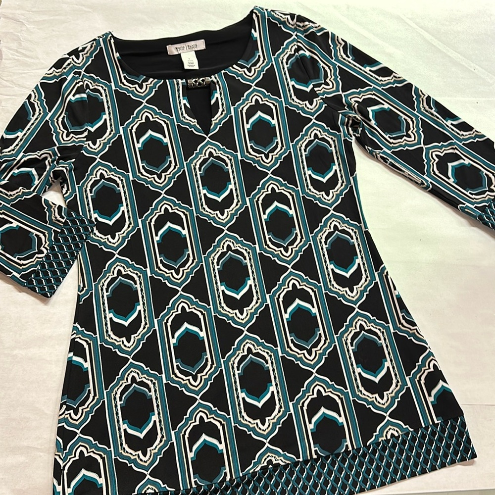 WHBM 3/4 sleeve geo print tunic top size small